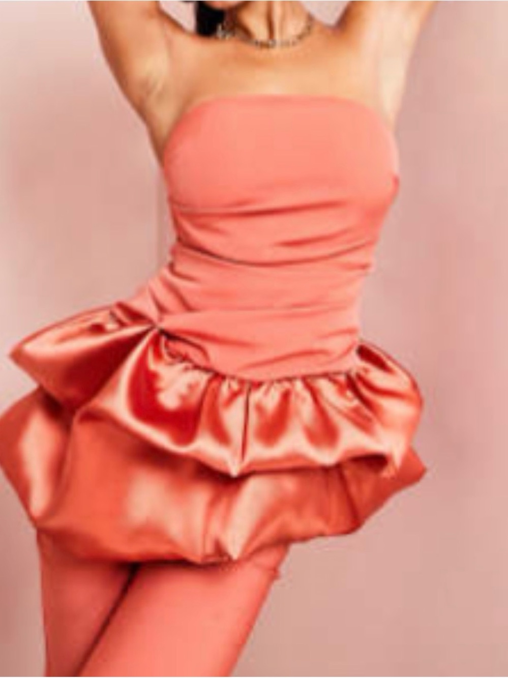 Strapless Coral Peplum top with pants